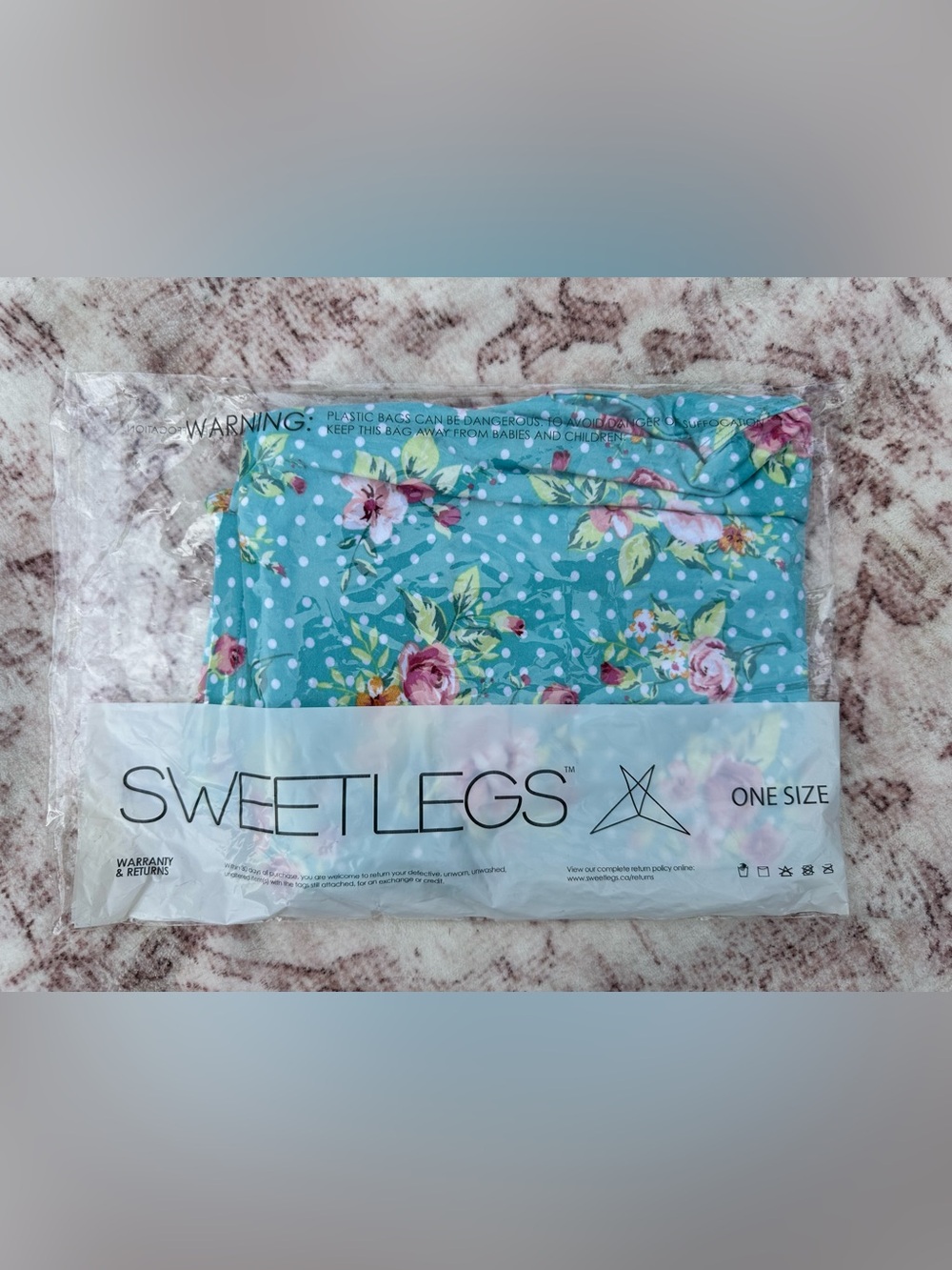 Brand New SweetLegs "Ever After" Leggings Mint Teal Floral Polka Dot Print